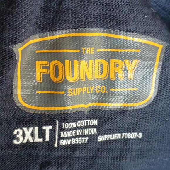 Foundry Navy Blue/ Gray Raglan Long Sleeve Casual Shirt Men Big & tall 3xlt - Picture 4 of 5